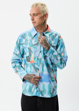 AFENDS Mens Thermal - Oversized Long Sleeve Shirt - Multi - Afends mens thermal   oversized long sleeve shirt   multi 