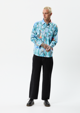 AFENDS Mens Thermal - Oversized Long Sleeve Shirt - Multi - Afends mens thermal   oversized long sleeve shirt   multi 