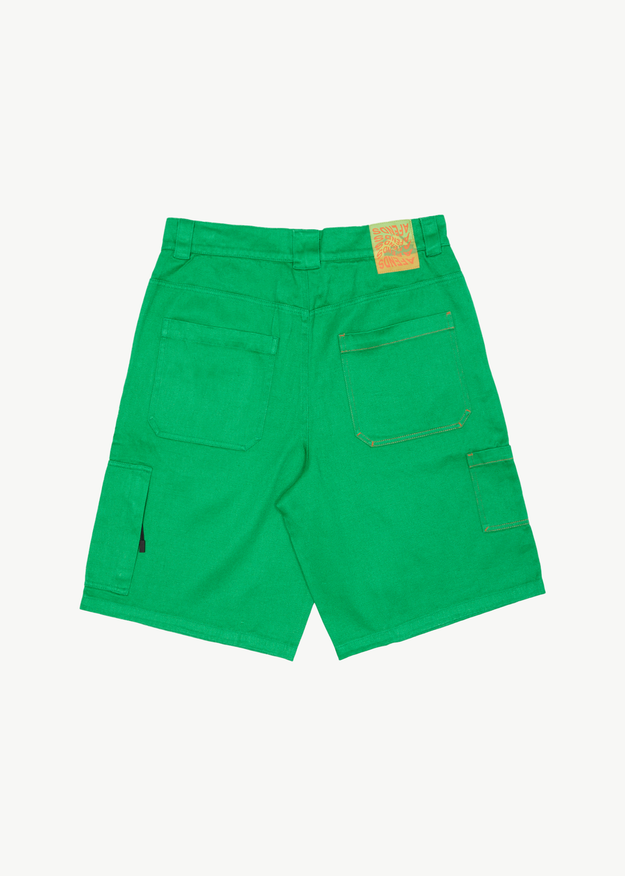 AFENDS Mens Sleepy Hollow - Twill Workwear Short - Forest