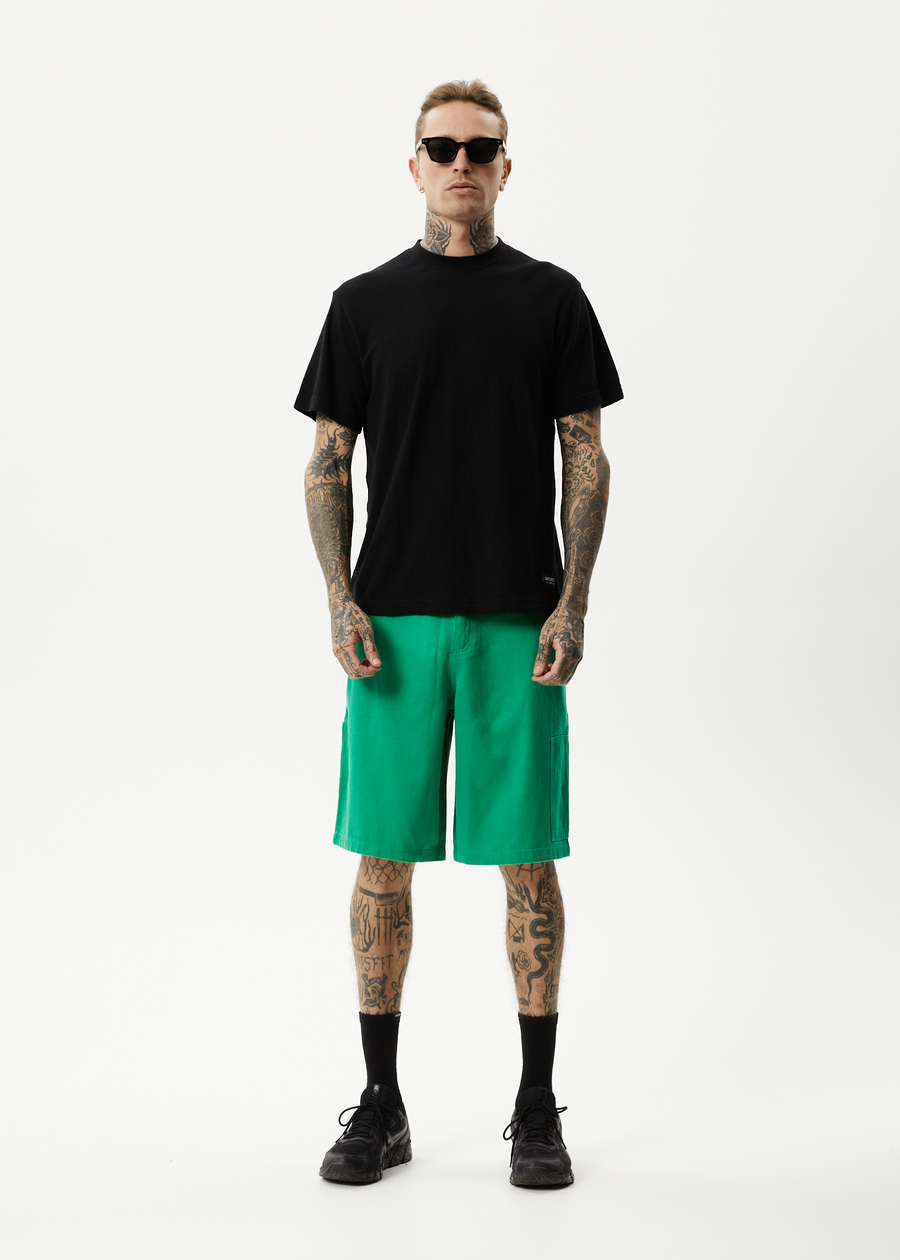AFENDS Mens Sleepy Hollow - Twill Workwear Short - Forest