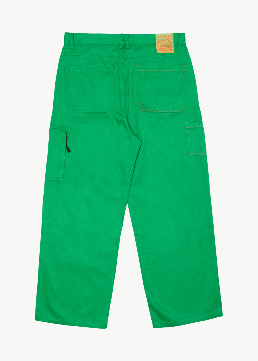 AFENDS Mens Sleepy Hollow Richmond - Twill Baggy Workwear Pant - Forest