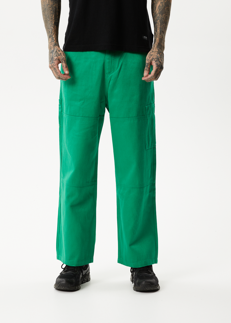 AFENDS Mens Sleepy Hollow Richmond - Twill Baggy Workwear Pant - Forest