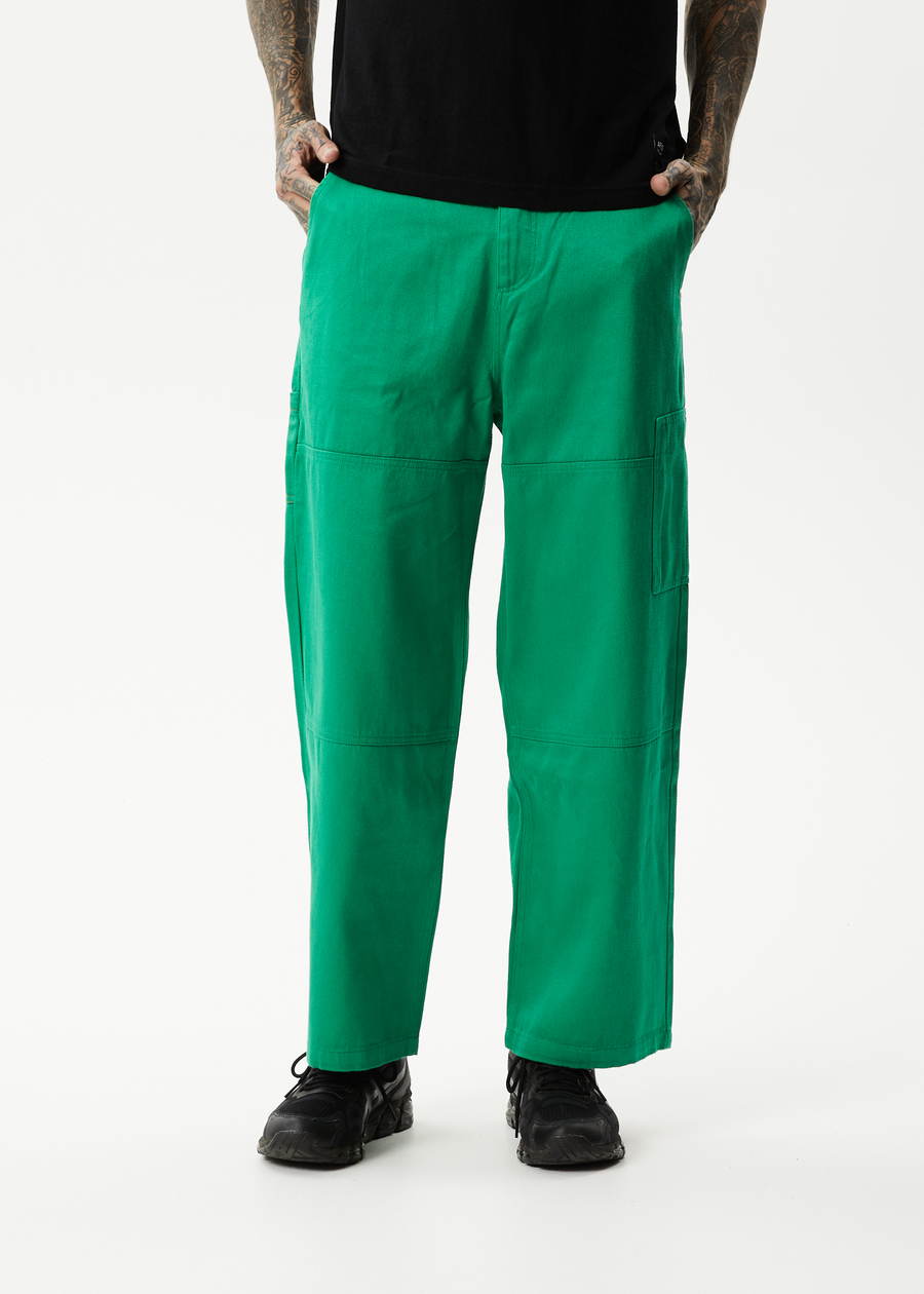 AFENDS Mens Sleepy Hollow Richmond - Twill Baggy Workwear Pant - Forest
