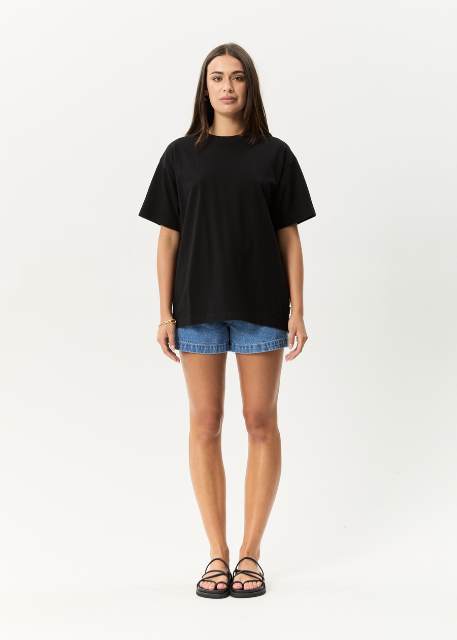 AFENDS Mens Genesis - Heavyweight Boxy Tee - Black