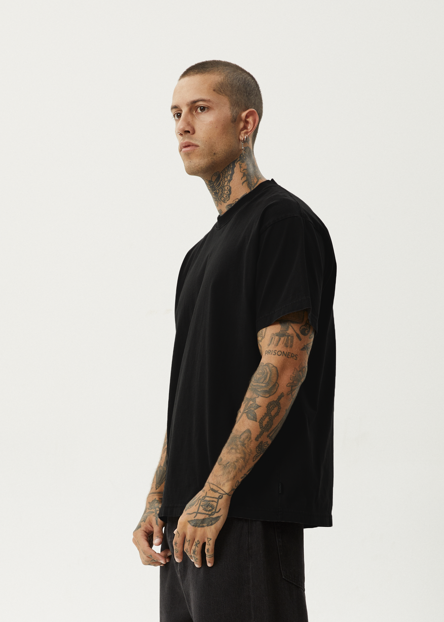 AFENDS Mens Genesis - Heavyweight Boxy Tee - Black