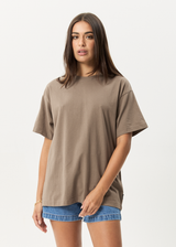AFENDS Mens Genesis - Heavyweight Boxy Tee - Fossil - Afends mens genesis   heavyweight boxy tee   fossil
