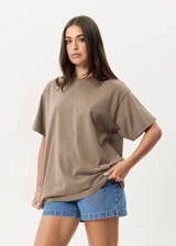 AFENDS Mens Genesis - Heavyweight Boxy Tee - Fossil - Afends mens genesis   heavyweight boxy tee   fossil