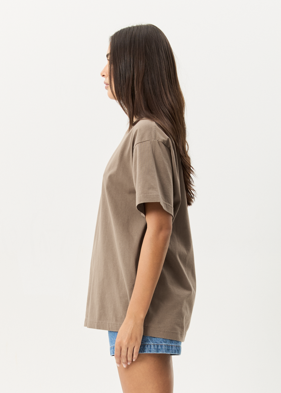 AFENDS Mens Genesis - Heavyweight Boxy Tee - Fossil