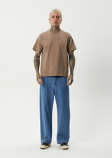 AFENDS Mens Genesis - Heavyweight Boxy Tee - Fossil - Afends mens genesis   heavyweight boxy tee   fossil