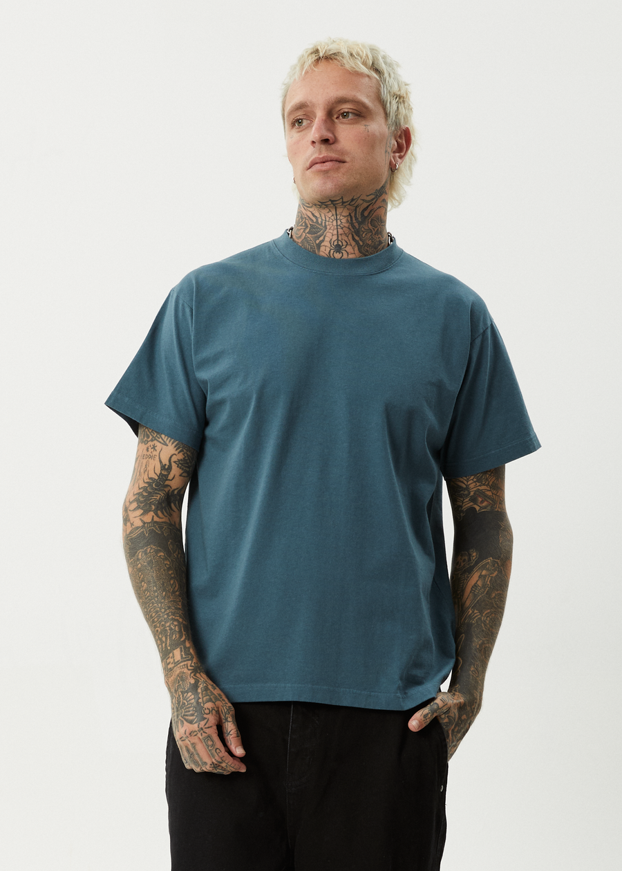 AFENDS Mens Genesis - Heavyweight Boxy Tee - Fuel