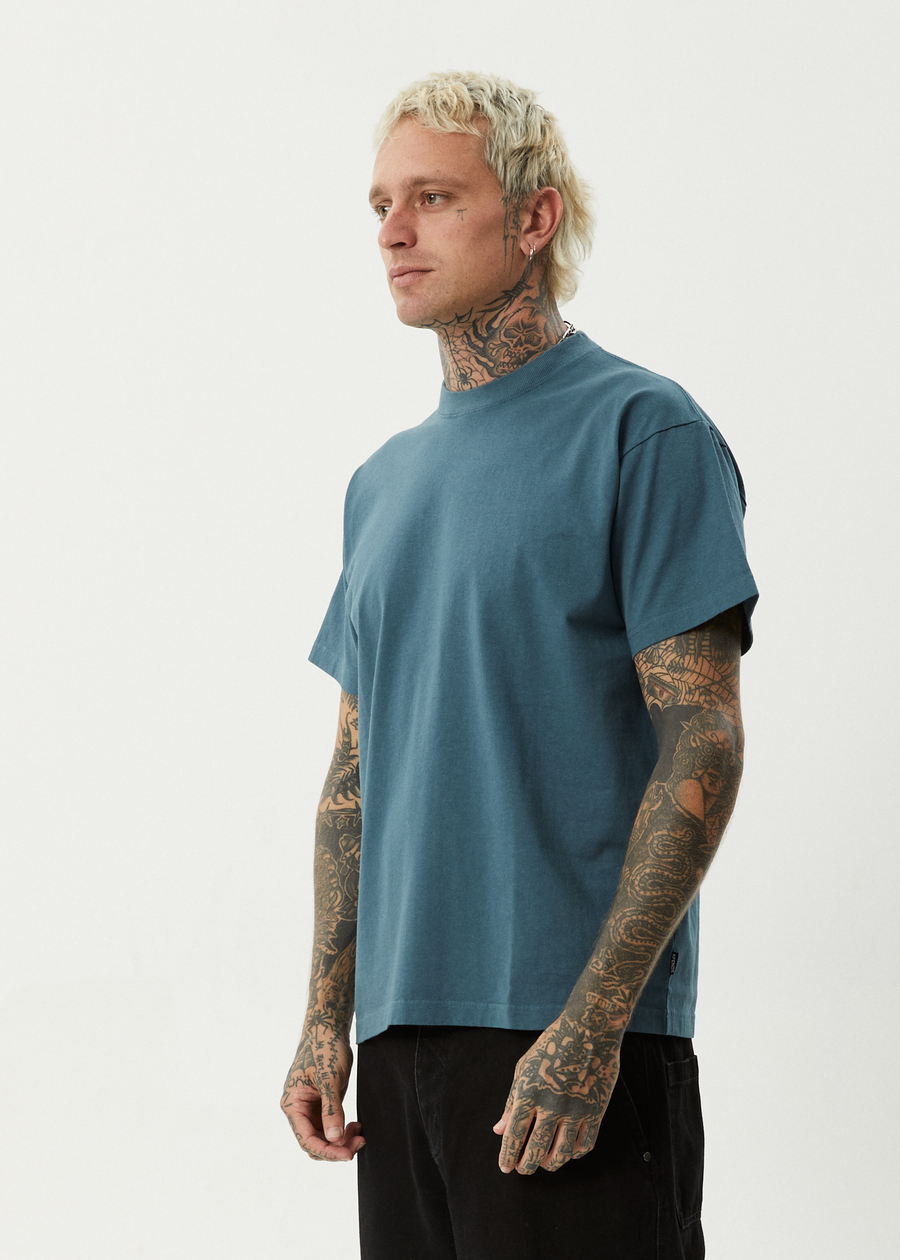 AFENDS Mens Genesis - Heavyweight Boxy Tee - Fuel