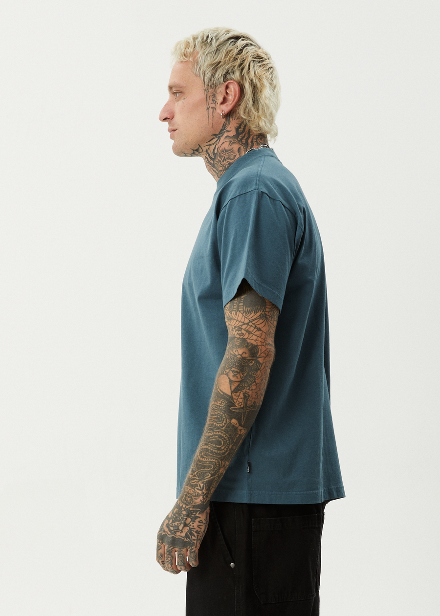 AFENDS Mens Genesis - Heavyweight Boxy Tee - Fuel