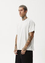 AFENDS Mens Genesis - Heavyweight Boxy Tee - Grey Marle - Afends mens genesis   heavyweight boxy tee   grey marle