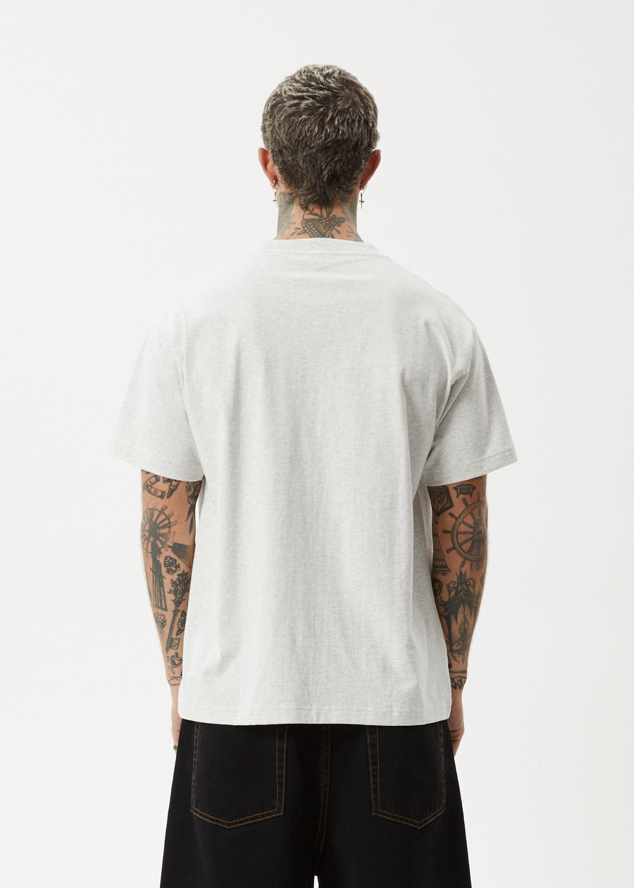 AFENDS Mens Genesis - Heavyweight Boxy Tee - Grey Marle