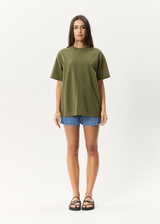 AFENDS Mens Genesis - Heavyweight Boxy Tee - Military - Afends mens genesis   heavyweight boxy tee   military