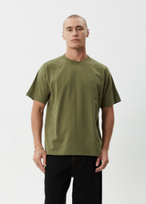 AFENDS Mens Genesis - Heavyweight Boxy Tee - Military - Afends mens genesis   heavyweight boxy tee   military