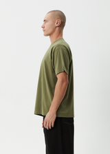 AFENDS Mens Genesis - Heavyweight Boxy Tee - Military - Afends mens genesis   heavyweight boxy tee   military