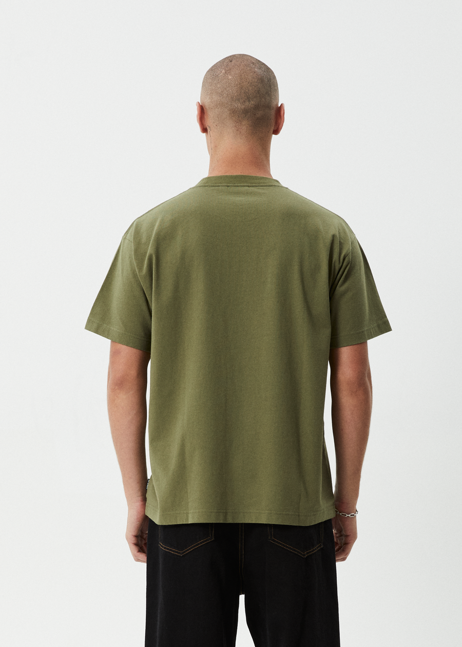 AFENDS Mens Genesis - Heavyweight Boxy Tee - Military