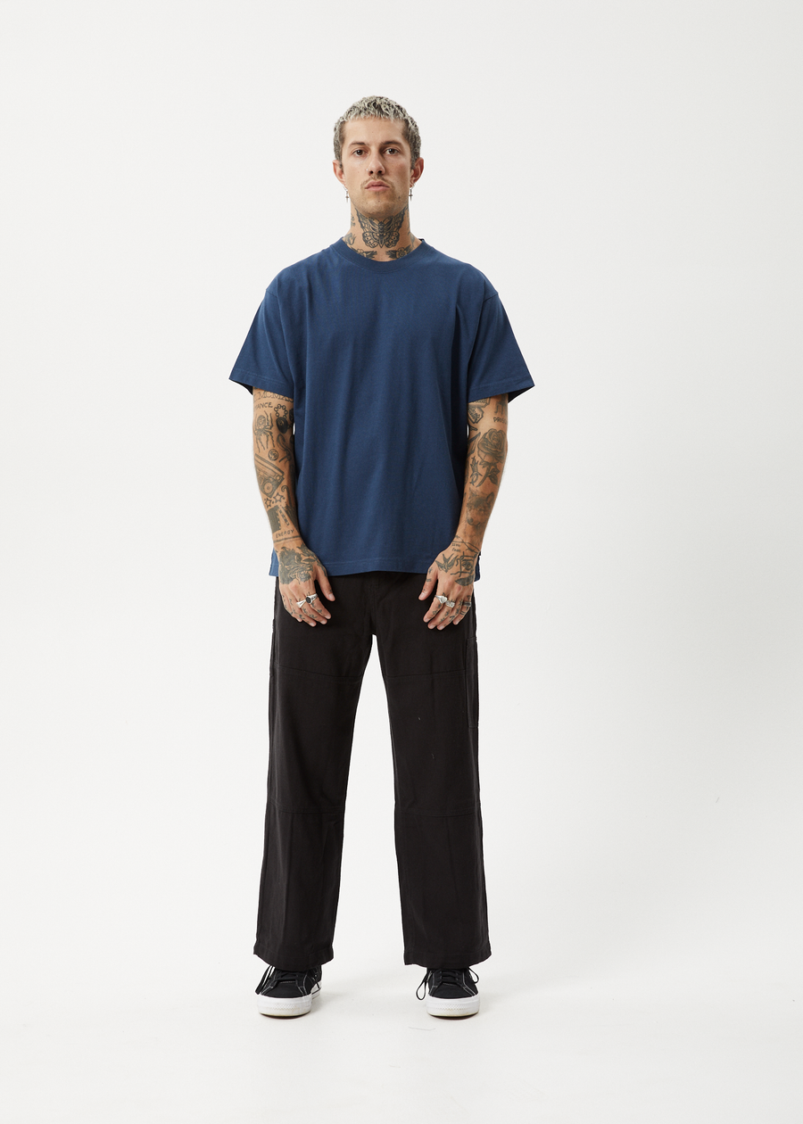 AFENDS Mens Genesis - Heavyweight Boxy Tee - Navy