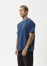 AFENDS Mens Genesis - Heavyweight Boxy Tee - Navy - Afends mens genesis   heavyweight boxy tee   navy