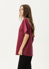 AFENDS Mens Genesis - Heavyweight Boxy Tee - Washed Burgundy - Afends mens genesis   heavyweight boxy tee   washed burgundy