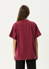 AFENDS Mens Genesis - Heavyweight Boxy Tee - Washed Burgundy - Afends mens genesis   heavyweight boxy tee   washed burgundy