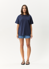 AFENDS Mens Genesis - Heavyweight Boxy Tee - Washed Deep Sea - Afends mens genesis   heavyweight boxy tee   washed deep sea