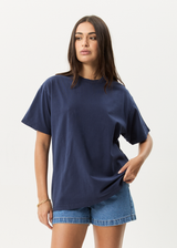AFENDS Mens Genesis - Heavyweight Boxy Tee - Washed Deep Sea - Afends mens genesis   heavyweight boxy tee   washed deep sea