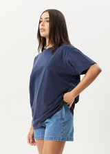 AFENDS Mens Genesis - Heavyweight Boxy Tee - Washed Deep Sea - Afends mens genesis   heavyweight boxy tee   washed deep sea