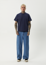 AFENDS Mens Genesis - Heavyweight Boxy Tee - Washed Deep Sea - Afends mens genesis   heavyweight boxy tee   washed deep sea