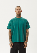 AFENDS Mens Genesis - Heavyweight Boxy Tee - Washed Pine - Afends mens genesis   heavyweight boxy tee   washed pine