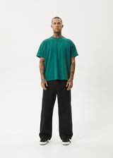 AFENDS Mens Genesis - Heavyweight Boxy Tee - Washed Pine - Afends mens genesis   heavyweight boxy tee   washed pine
