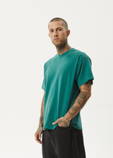 AFENDS Mens Genesis - Heavyweight Boxy Tee - Washed Pine - Afends mens genesis   heavyweight boxy tee   washed pine
