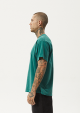 AFENDS Mens Genesis - Heavyweight Boxy Tee - Washed Pine - Afends mens genesis   heavyweight boxy tee   washed pine