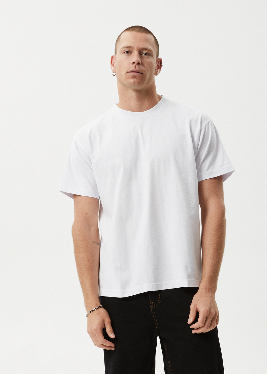 AFENDS Mens Genesis - Heavyweight Boxy Tee - White