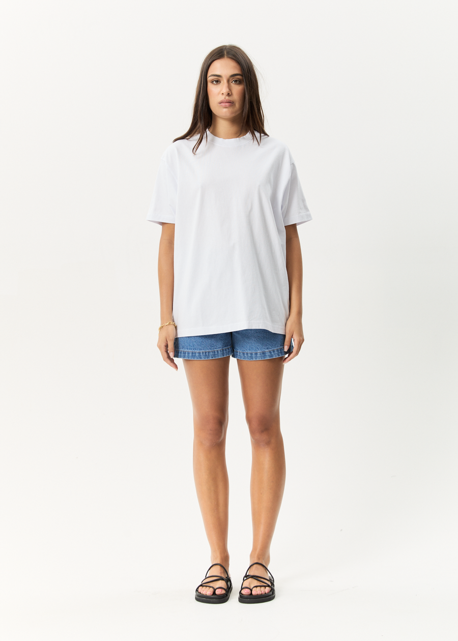AFENDS Mens Genesis - Heavyweight Boxy Tee - White