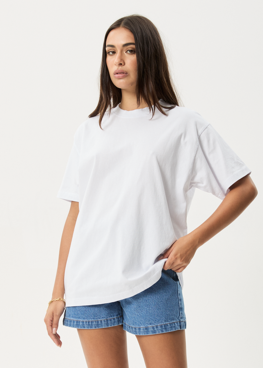 AFENDS Mens Genesis - Heavyweight Boxy Tee - White