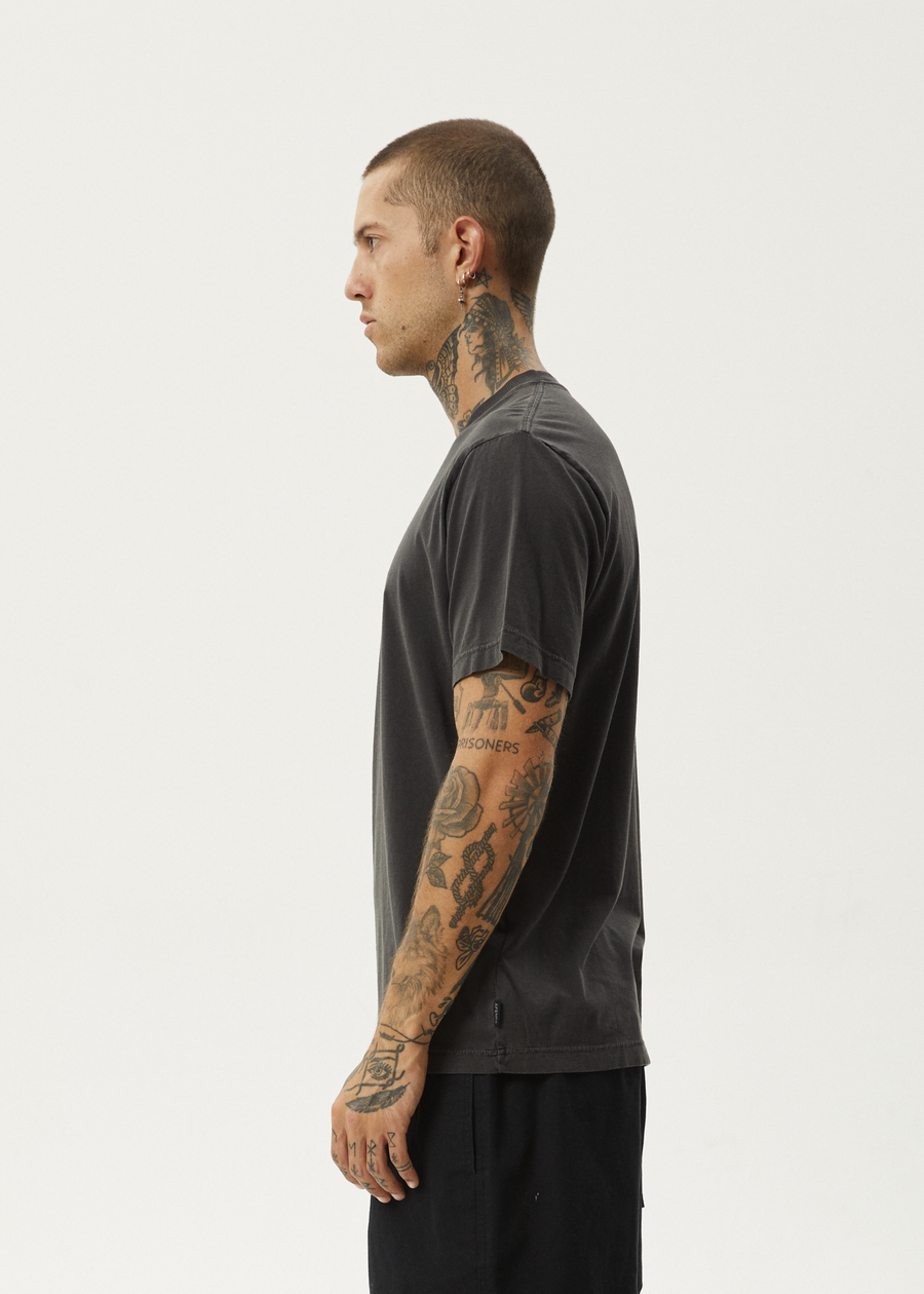 AFENDS Mens Thrown Out - Retro Tee - Black / White