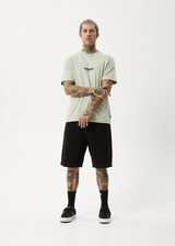 AFENDS Mens Vinyl - Retro Tee - Eucalyptus - Afends mens vinyl   retro tee   eucalyptus