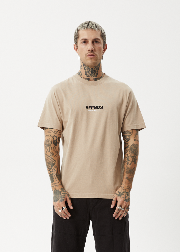 AFENDS Mens Vinyl - Retro Tee - Taupe