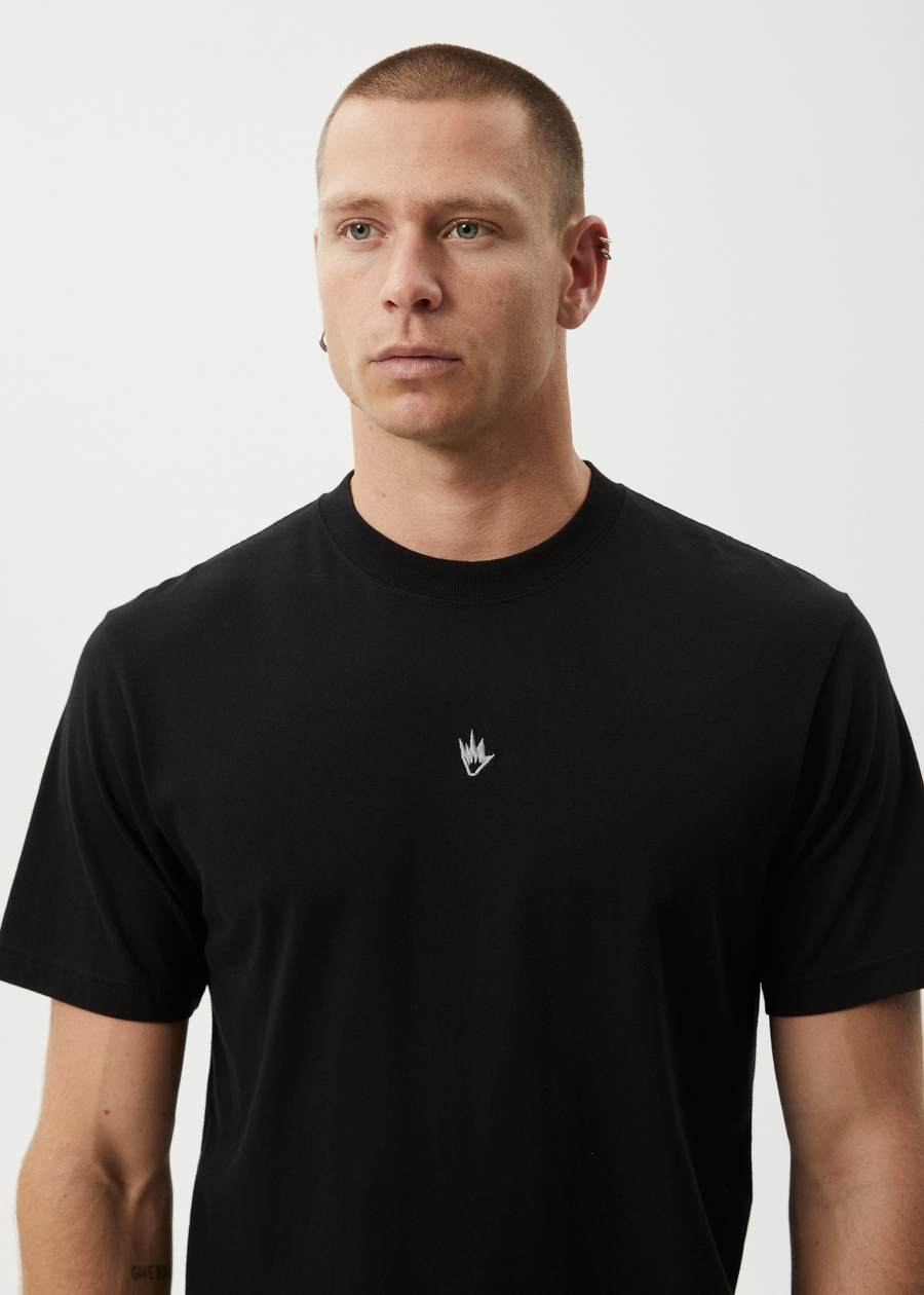 AFENDS Mens Flame - Retro Tee - Dark Olive / Black