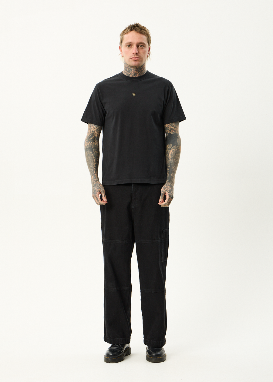 AFENDS Mens Flame - Retro Tee - Stone Black