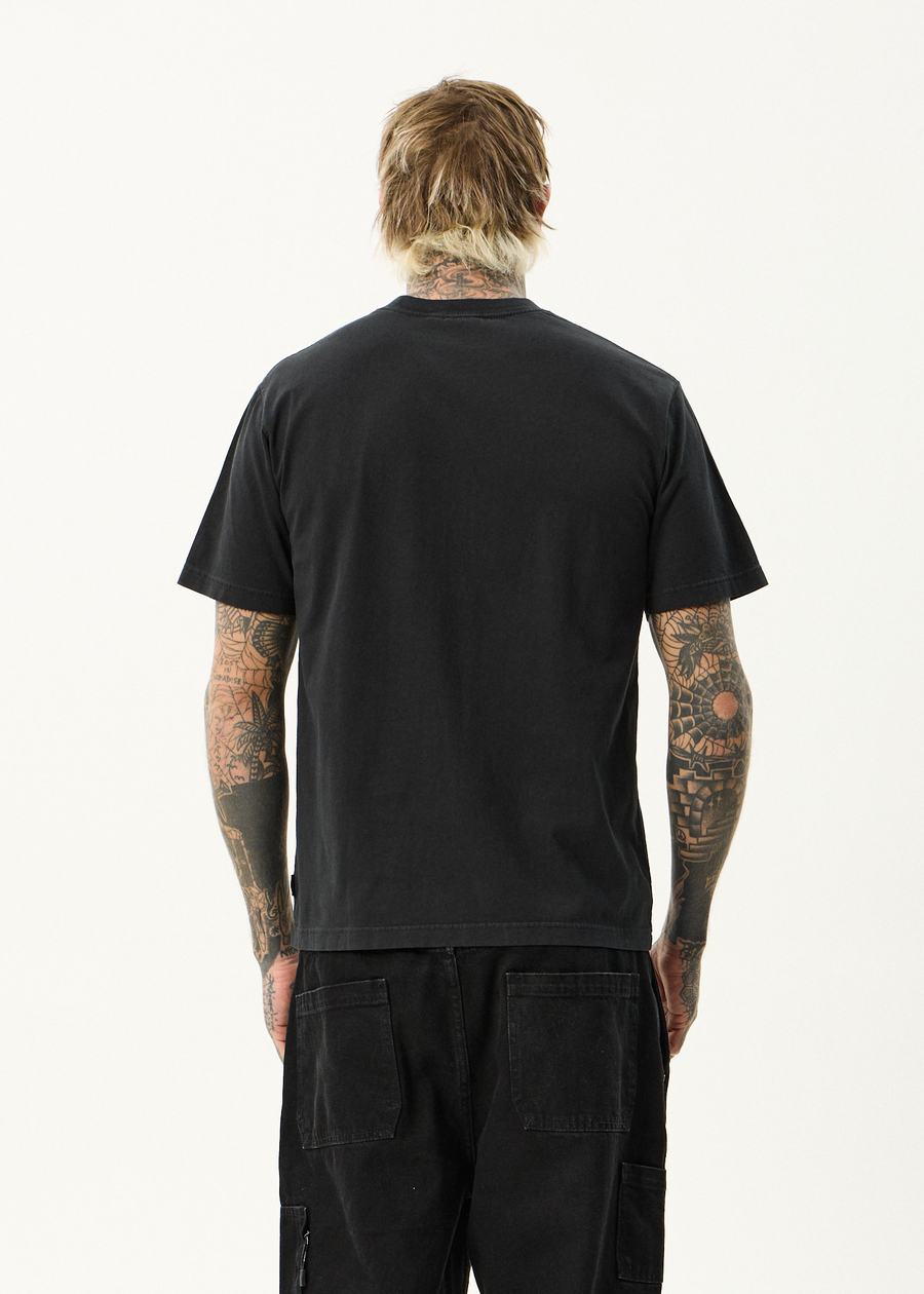AFENDS Mens Flame - Retro Tee - Stone Black