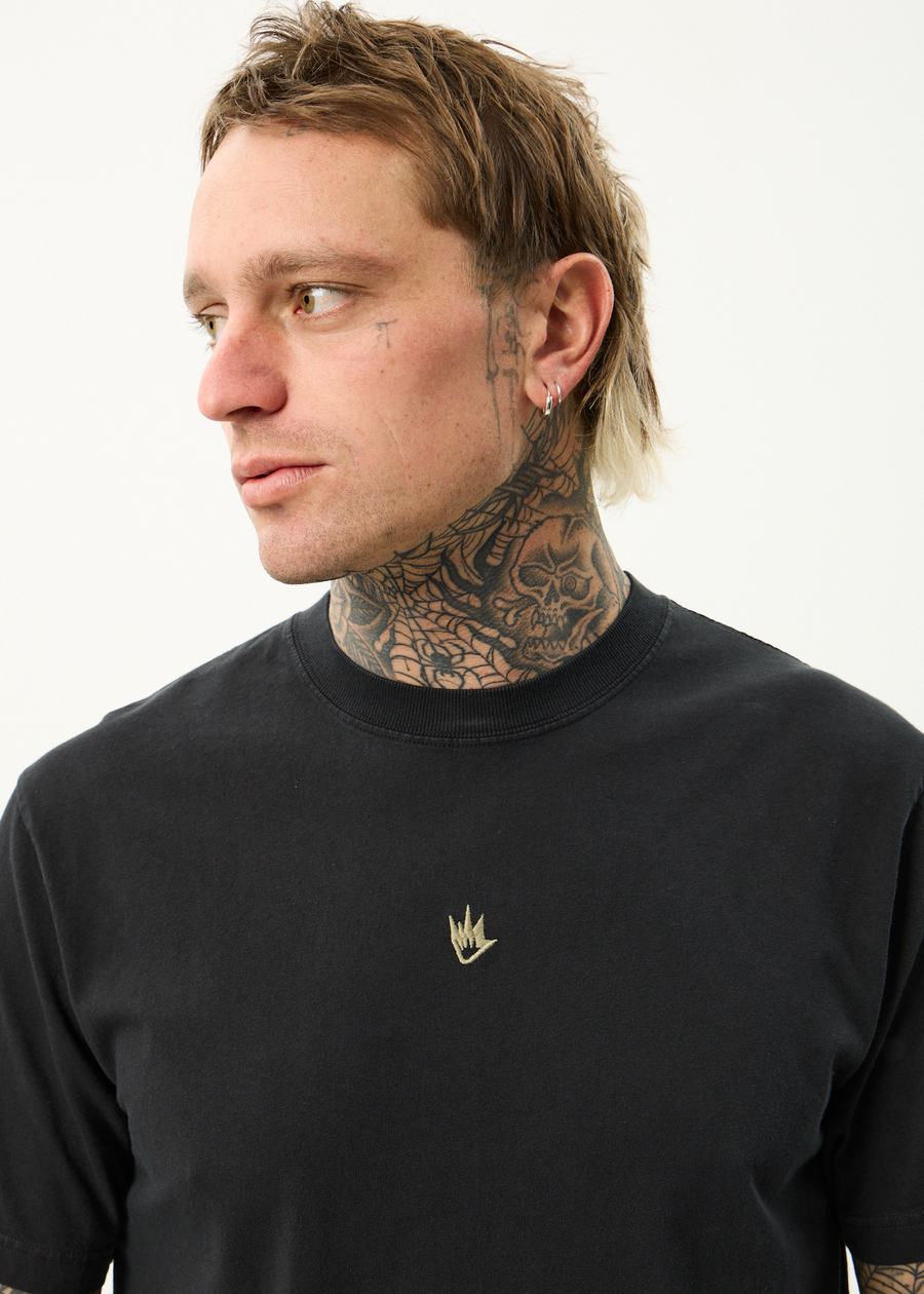 AFENDS Mens Flame - Retro Tee - Stone Black