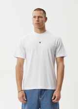 AFENDS Mens Flame - Retro Tee - White / Blue - Afends mens flame   retro tee   white / blue
