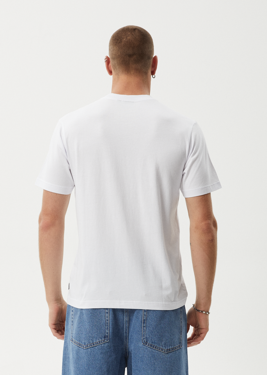 AFENDS Mens Flame - Retro Tee - White / Blue