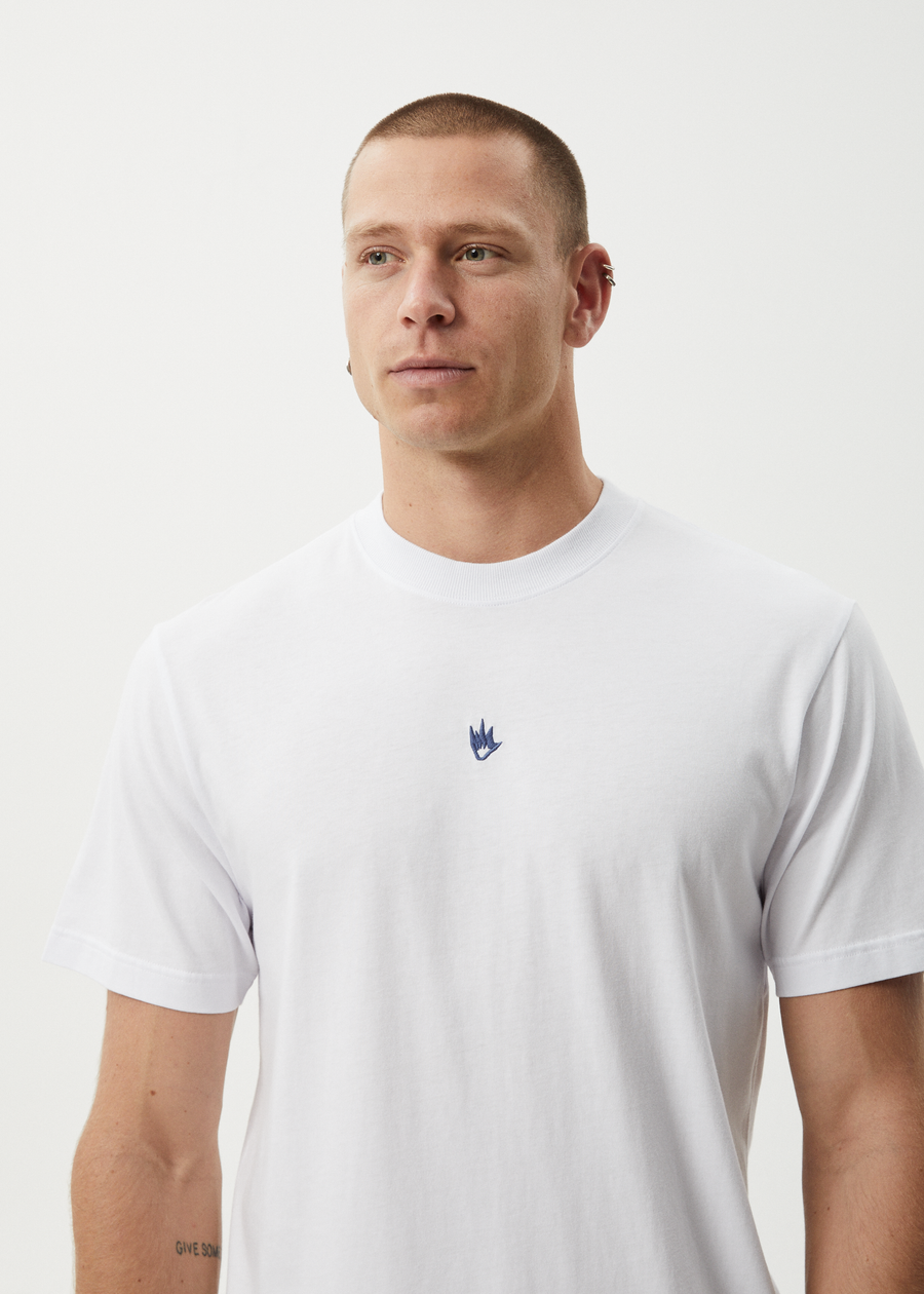 AFENDS Mens Flame - Retro Tee - White / Blue