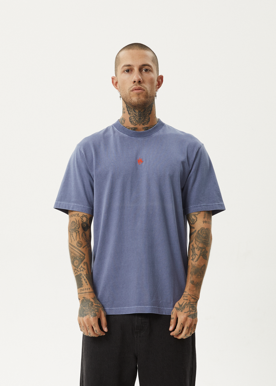 AFENDS Mens Flame - Retro Tee - Washed Marlin
