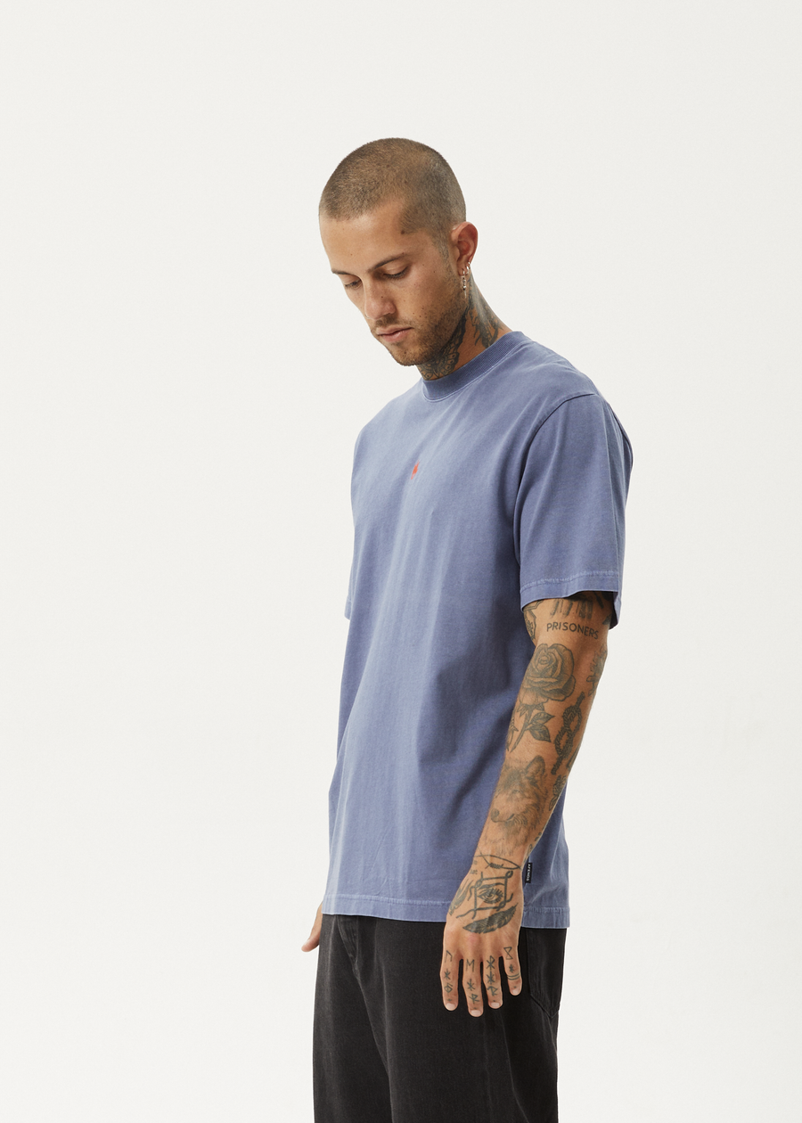 AFENDS Mens Flame - Retro Tee - Washed Marlin