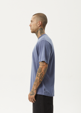AFENDS Mens Flame - Retro Tee - Washed Marlin - Afends mens flame   retro tee   washed marlin